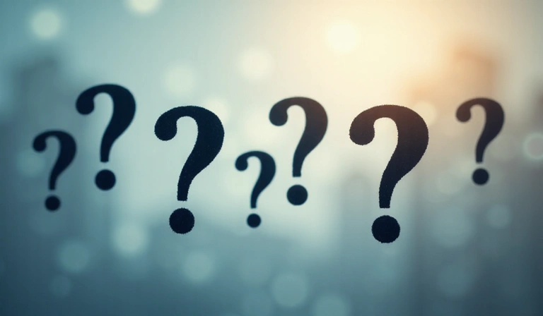 Abstraktní obrázek s otazníky symbolizující časté dotazy